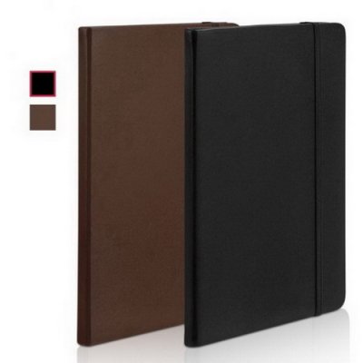 Блокнот А5 96л., кожзам, Deli с рез., чёрный КЛЕТКА N112G/BK