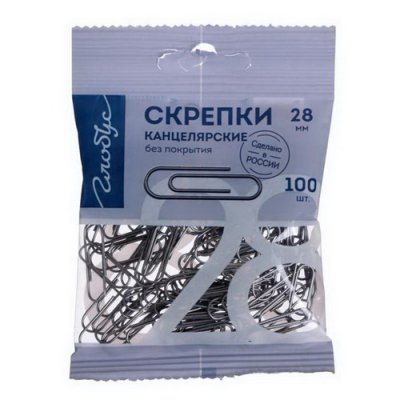Скрепки Globus 28мм. 100шт. Пакет  С28/100 Пл