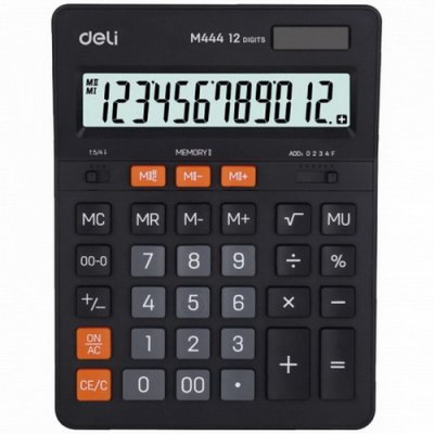 Калькулятор настол. Deli М444 12разр. чёрн. (205х155мм)