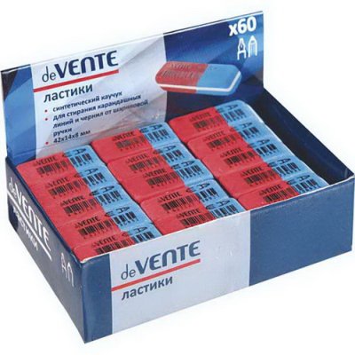 Ластик DV красно-синий, прямоугольный 42*14мм 0706