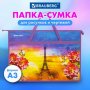 Папка для рисунков и чертежей с ручками BRAUBERG А3, пластик, молния сверху, 