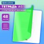 Тетрадь пластиковая обложка (НЕОН) А5, 48 листов, скоба, клетка, BRAUBERG 